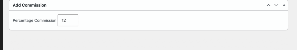 Add Commission box on a WooCommerce product edit screen in Affiliate and Referral Program for WooCommerce with Percentage Commission set to 12
